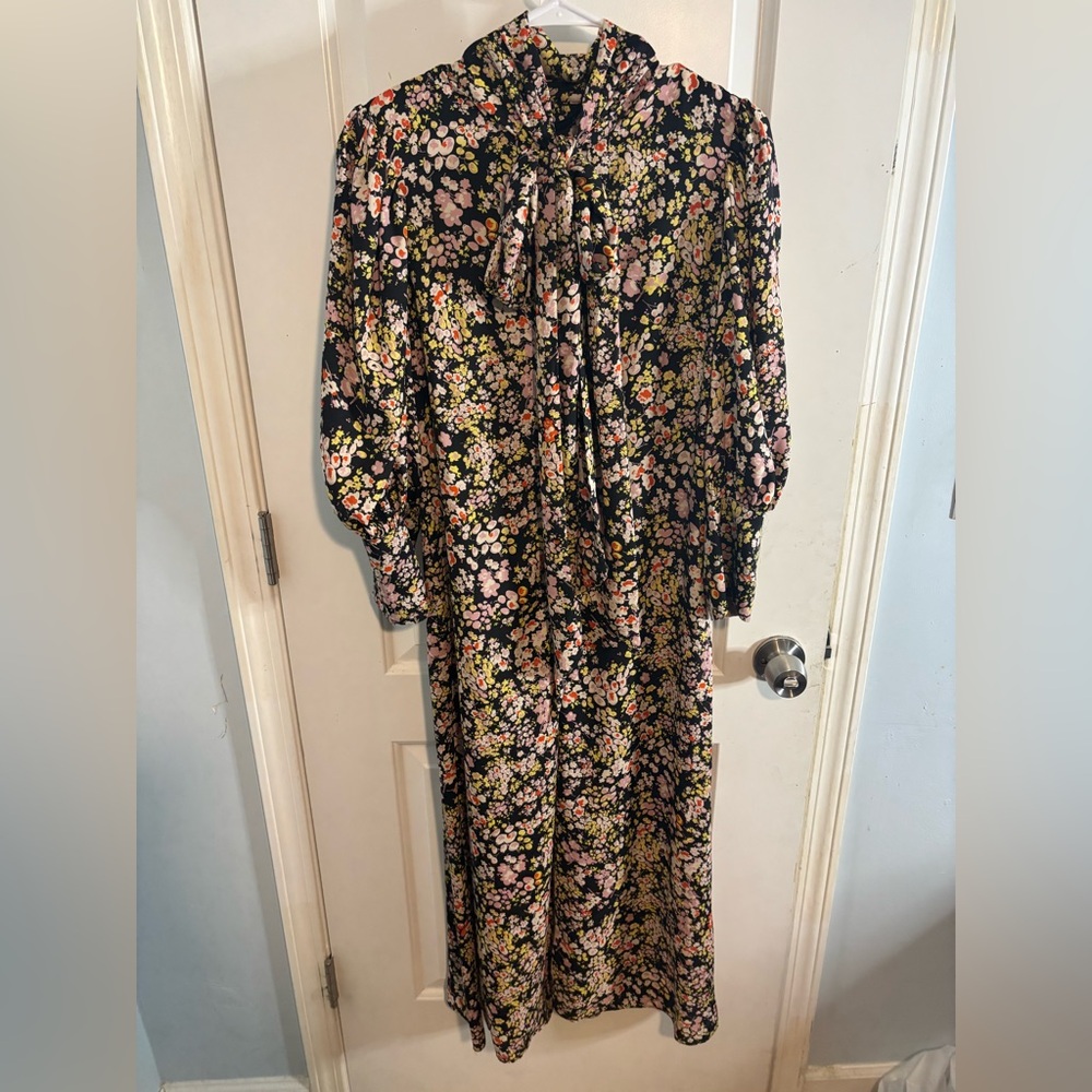 Zara ZW COLLECTION FLORAL MIDI DRESS size L NWOT - Picture 4 of 8